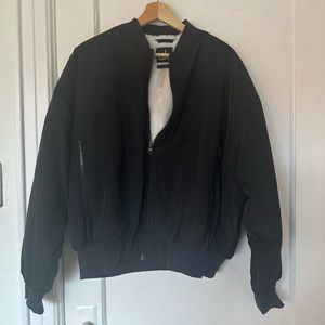 Alo Black Bomber Jacket, Faux Fur Lining, Size M